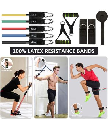 23 Pack Resistance Bands Set with Core Sliders, Door Anchor, Handles, Ankle Straps, Carry Bag, Cooling Towel, Wrist Wraps - Buy Online on SooperMarket.com