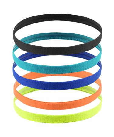 Avodova sports bands for children 5 pieces elastic slip -resistant fine hair band for boys and girls rip of hair for boys football jogging cycling fitness