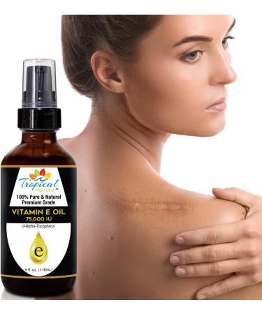 Buy 100% Pure Vitamin E Oil 4oz - Plant-Based D-Alpha Tocopherol for Skin Hair & Nails - Hydrates Reduces Scars & Age Spots - International Shipping Available - Buy Online on SooperMarket.com