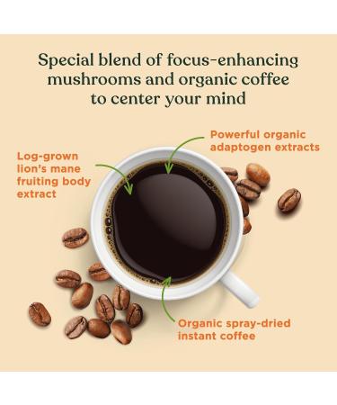 Foods Mushroom Instant Coffee Four Sigma Organic and Fair Trade with Lions Mane Chaga & Mushroom 10 x 2 5 g each Packets (25g) Midium Roast - Buy Online on SooperMarket.com
