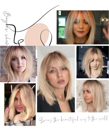 WOKESTAR Blonde & Dark Roots Bob Style Wig for Women - Heat Resistant Synthetic Hair - Buy Online on SooperMarket.com