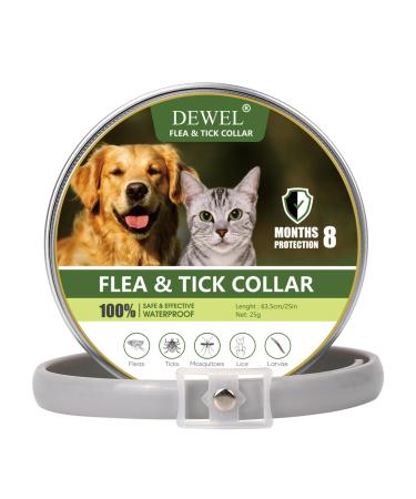 DEWEL 63.5cm tick collar for dogs and cats adjustable dog and cat flea collar waterproof anti-ticks and fleas