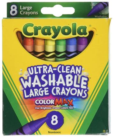 Crayola Washable Crayons Large 8 Colors - 2 Packs 8 Count (Pack of 2)