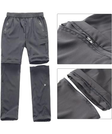Feoya Children's Outdoor Hiking Pants - Zip Off & Removable Shorts Quick-Drying Trekking Pants for Unisex Youth & Girls - 150 Gray - Buy Online on SooperMarket.com