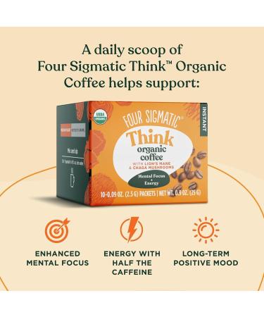 Foods Mushroom Instant Coffee Four Sigma Organic and Fair Trade with Lions Mane Chaga & Mushroom 10 x 2 5 g each Packets (25g) Midium Roast - Buy Online on SooperMarket.com