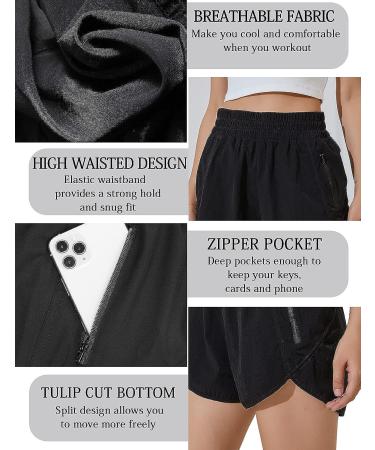 BMJL Women's High Waisted Running Shorts with Pocket - Quick Dry Athletic Workout Pants - Buy Online on SooperMarket.com