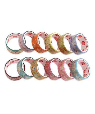 Lychii Washi Tape Set - 12 Rolls Vintage Masking Tape with Gold Foil - Oriental Aesthetic Journaling Supplies for Planner, Bujo & Artistic Projects - Buy Online on SooperMarket.com