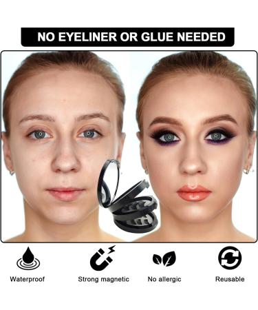 Movstriker Magnetic Eyelashes without Eyeliner Reusable 4 Pairs False Eyelashes Magnetic No Glue Natural Look 3D Effect Magnetic Lashes with Applicator Waterproof and Easy to Wear(Black) - Buy Online on SooperMarket.com
