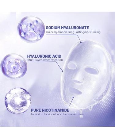 Niacinamide Sheet Mask Niacinamide & Hyaluronic Acid Face Mask Set Hydrating Face Mask Evens Skin Tone Face Masks Skincare Face Masks Beauty For Dehydrated Dull and Tired Skin 5PC - Buy Online on SooperMarket.com