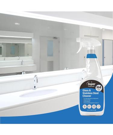Super Professional Glass & Stainless Steel Cleaner 750ml x 6 H4 Streak Free Fresh Fragrance Green - Buy Online on SooperMarket.com