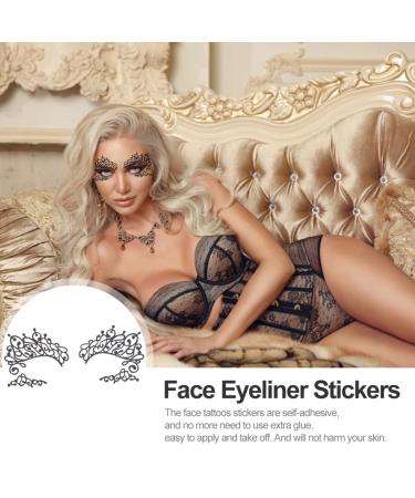 KALLORY 5 Pairs Temporary Lace Eye Tattoos for Halloween Party - Black - Buy Online on SooperMarket.com