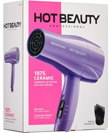 1875 Ceramic Hair Dryer - Fast Drying Multi-Setting Comb & Detangler Included - Compact & Travel-Friendly (Purple - Buy Online on SooperMarket.com