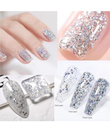 Glitter Nail Polish - Silver Glitter Nail Varnish - Quick Dry Nail Varnish - Silver Diamond Sparkle Long Lasting Nail Polish - No Need Baking for DIY Nail Art Manicure at Home silver giltter - Buy Online on SooperMarket.com