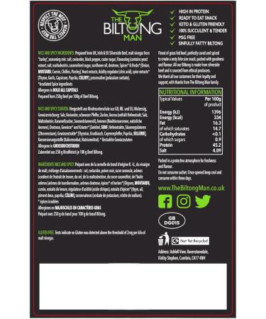 The Biltong Man Nice n Spicy Fatty (500 Grams) 500 Grams - Buy Online on SooperMarket.com