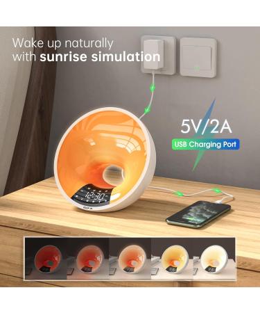 Buy Edup Lichtwecker Wake Up Light - Sunrise Simulation Bluetooth Speaker App Control 4 Alarms 16M Colors 7 Natural Sounds - Dimmable Night Light & USB Radio Adapter - Buy Online on SooperMarket.com