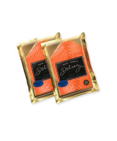 New York's Delicacy, Natural Smoked Salmon Nova - 2 x 0.5 Lb. - Most Awarded, Pre-Sliced, Fully Trimmed - Kosher, Gluten Free, High in Omega 3 - Made From Never Frozen Natural Premium Atlantic Salmon 0.5 Pound (Pack of 2)