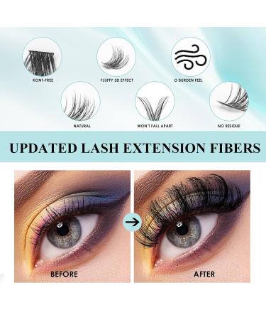 SISILILY Lash Extension Kit - 72 Individual Lashes with Bond & Seal | C D Curl DIY Reusable Fluffy Eyelash Clusters - Buy Online on SooperMarket.com