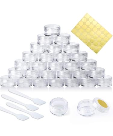 30 Pcs Empty Sample Pots 5g / 5ml Plastic Travel Cosmetic Container Jars with Lids for Creams Sample Make-Up Storage (Transparent)