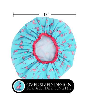 Fashionista Flamingo Oversized Waterproof Shower Cap - Reusable & Adjustable for All Hair Lengths - Buy Online on SooperMarket.com
