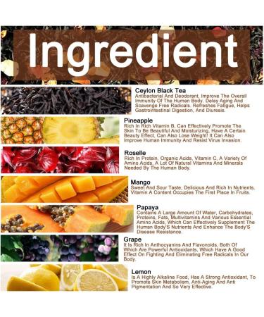 Plant Gift Hawaiian Black Tea Oganic Fruit Herbal Tea All Natural Flavors Loose Leaf Ceylon Roselle Papaya Pineapple Mango Grape Lemon Non GMO Vegan Tea Bags Into Iced Tea & Hot Tea 70G/2.5oz - Buy Online on SooperMarket.com