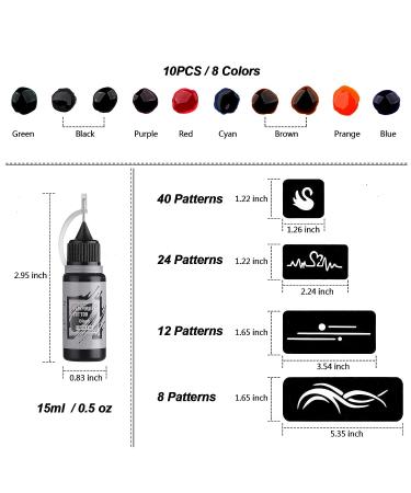 STIGMA Temporary Tattoo Kit - 10 Color Inks, 84 Stencils, DIY Body Paint and Fake Tattoos for Women and Kids - Buy Online on SooperMarket.com