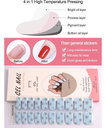 Kalolary 20PCS Nail Gel Polish Strips | Self-Adhesive Wraps with Nail File | UV/LED Lamp Required | Decals for Cured Gel Nails - Buy Online on SooperMarket.com