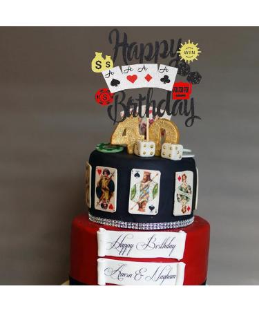 Arthsdite 1Pc Casino Cake Topper Poker Game Chips Player Happy Birthday Cake Pick Decorations for Las Vegas Casino Night Theme Birthday Party Supplies - Buy Online on SooperMarket.com