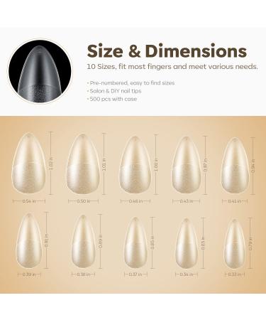 Modelones Nail Tips 500 PCS - Full Cover Soft Gel Tips Set Pre-Shaped Matte PMMA Resin 10 Sizes Medium Almond for Nail Art DIY - Buy Online on SooperMarket.com