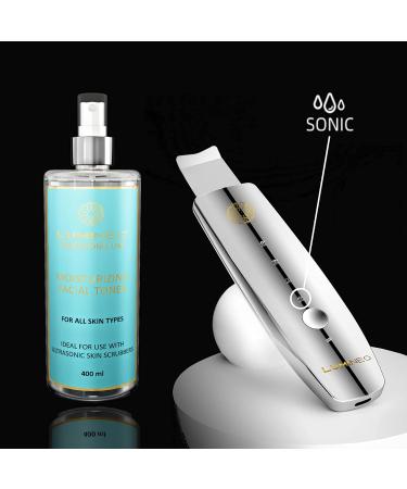 Lumineo Ultrasound Peeling Device - 4-in-1 Skin Scrubber Blackhead Remover EMS LED & Ions with 400ml Moisturizing Toner | Best Acne & Pore Cleaner - Buy Online on SooperMarket.com