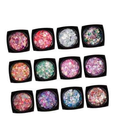 NOLITOY Set 12 The Nail Stamp Glitter Body Gel Makeup Sequin Body Gel Makeuup Body Decor The Make up Bglossy Make-up Glashiny Sequins Gel for Face Shinequin Sequins Gel for Body