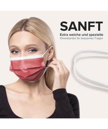 50x Medical Face Masks - Made in Germany CE Certified Type IIR 99.78% BFE One-Way Protection Adult Size Red - Buy Online on SooperMarket.com