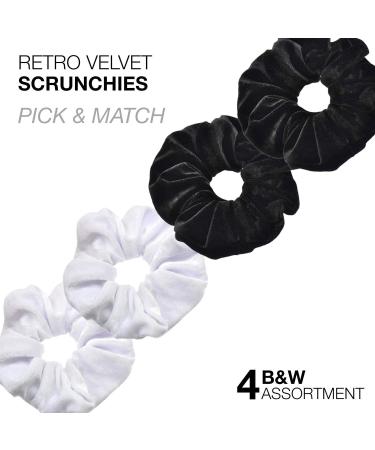 4-Piece Velvet Hair Tie Set for Updos & Ponytails | Black & White - Perfect for Women Girls & Children - Buy Online on SooperMarket.com