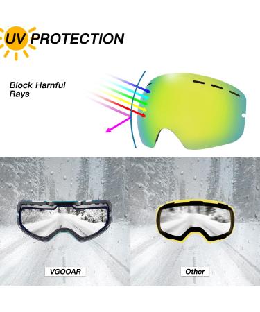 VGOOAR OTG Ski Goggles - Borderless Design Anti-Fog Coating UV400 Protection for Men & Women - Premium Gold Snow Glasses - Buy Online on SooperMarket.com