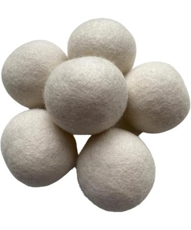 Organic 6 Pack Large Laundry Dryer Balls 100% New Zealand Wool Reusable Natural White or Grey Soft Eco Friendly with Cotton Bag (White) - Buy Online on SooperMarket.com