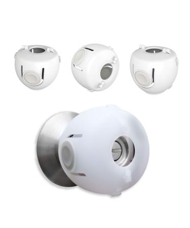 Heart of Tafiti Door Knob Child Proof Cover, Baby Safety Locks for Doors, Kid-Proof 4 Pack/White (Also Safe for Toddlers and People Suffering from Dementia)