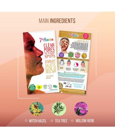 7th Heaven Clean Pores Radiant Skin Stardust Galactic Gold Peel-Off Mask With The Infusion of witch hazel willow herb tea tree and a sprinkle of biodegradable glitter 10g - Buy Online on SooperMarket.com