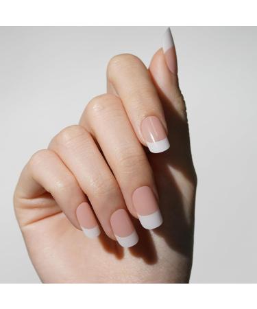 Danni & Toni Half-Hardened Gel Nail Films - Happy-Go-Lucky | Spring French Nail Stickers White Pink Nail Wraps - 28 Stickers for Perfect Nails - Buy Online on SooperMarket.com
