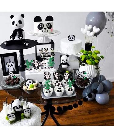 24 Panda Glitter Green Bamboo Cupcake Toppers - Cute Animal Cake Decorations for Baby Showers & Kids Birthday Parties - Buy Online on SooperMarket.com