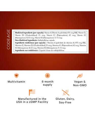 Codeage ADK Vitamin Supplement Vitamin A Vitamin D3 Cholecalciferol Vitamin K1 & K2 (MK4 & MK7) 6-Month Supply A D K Vitamins - Support Bones Teeth Vision Immune System - Non-GMO - 180 Capsules - Buy Online on SooperMarket.com