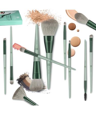 HEYMKGO 15Pcs Makeup Brush Set - Premium Synthetic Bristles for Liquid & Powder Makeup Application - Green - Buy Online on SooperMarket.com