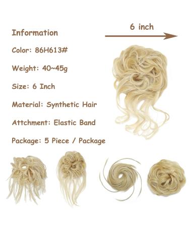 Fulang Hair 5-Pack Large Wavy Bun Parts with Rubber Bands - Perfect for Hair Updos & Extensions | Messy Bun Hair Ties for Women - Buy Online on SooperMarket.com