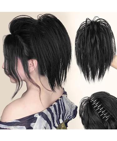 Clip on Ponytail for Woman 8 Teeth Claw Messy Bun Makeup Ponytail Extension Synthetic Fiber Stylish Clip in Claw Hair Washable Hairpiece for Photography Black - Buy Online on SooperMarket.com