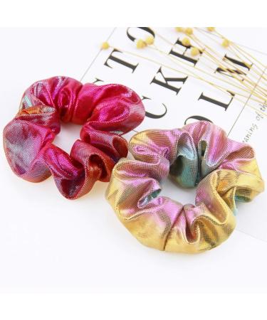Shiny Metallic Scrunchies - 12 Pieces Elastic Hair Bands for Women and Girls - Buy Online on SooperMarket.com