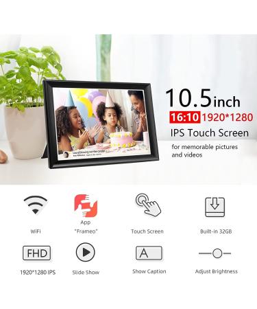 FRAMEO 10.5 Smart WiFi Digital Photo Frame with Touch Screen, Auto-Rotate, 32GB Storage - Share Moments Instantly via Frameo App | FHD IPS LCD Display - Buy Online on SooperMarket.com
