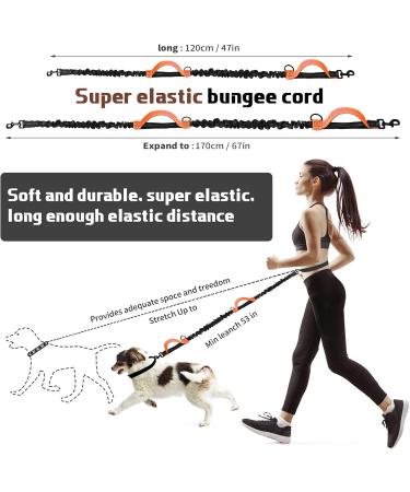 Unipampa Jogging Dog Leash - Hands-Free Reflective Double Handle - Perfect for Small & Medium Dogs - 120-170 cm - Orange - Buy Online on SooperMarket.com