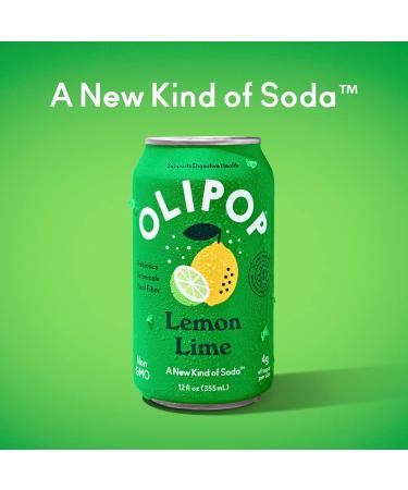 OLIPOP Lemon Lime Sparkling Tonic | Prebiotic Soft Drink with 9g Plant Fiber | Botanical-Rich & Low-Calorie | 4g Sugar per Can | Caffeine-Free & Vegan | Non-GMO | 12oz 12-Pack - Buy Online on SooperMarket.com