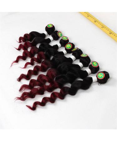 Loose Wave Hair Extensions - 8 Bundle Brazilian Human Hair Ombre Burgundy (8 10 12 14 Inch) - Buy Online on SooperMarket.com