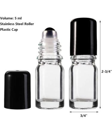Jucoan 40 Pack 5ml Clear Glass Roll on Bottles Refillable Essential Oil Bottles with Stainless Steel Roller Balls and 5 Droppers for Sample Travel DIY Cosmetic Containers - Buy Online on SooperMarket.com