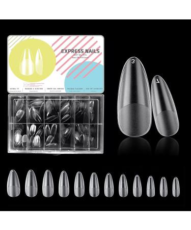 500 pieces of almond nail tips acrylic artificial nail tips nail tips almond nail nails tips for women girls 10 sizes medium almond all polished 500PCs