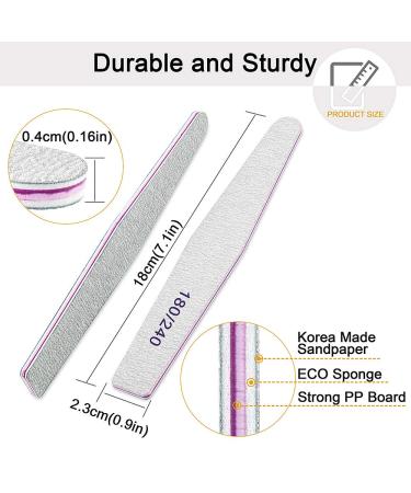 12-Piece Double-Sided Nail Files Set | Washable & Reusable 180/240 Grit for Nail Art | Professional Quality for Salon & Home Use - Buy Online on SooperMarket.com